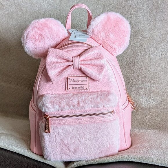 HKDS-Minnie Mouse Loungefly Mini Backpack “Piglet Pink” NWT - Picture 1 of 8